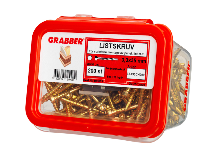 LISTSKRUV 3,3X35 200 ST GULKRO M