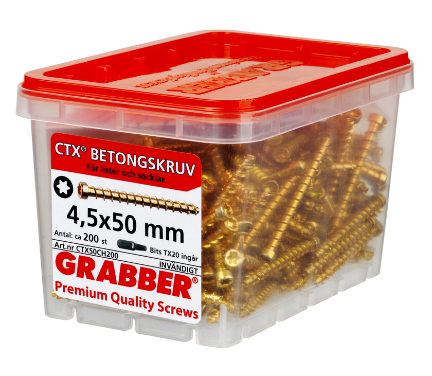 Betongskruv gul 4,5x50mm 200p