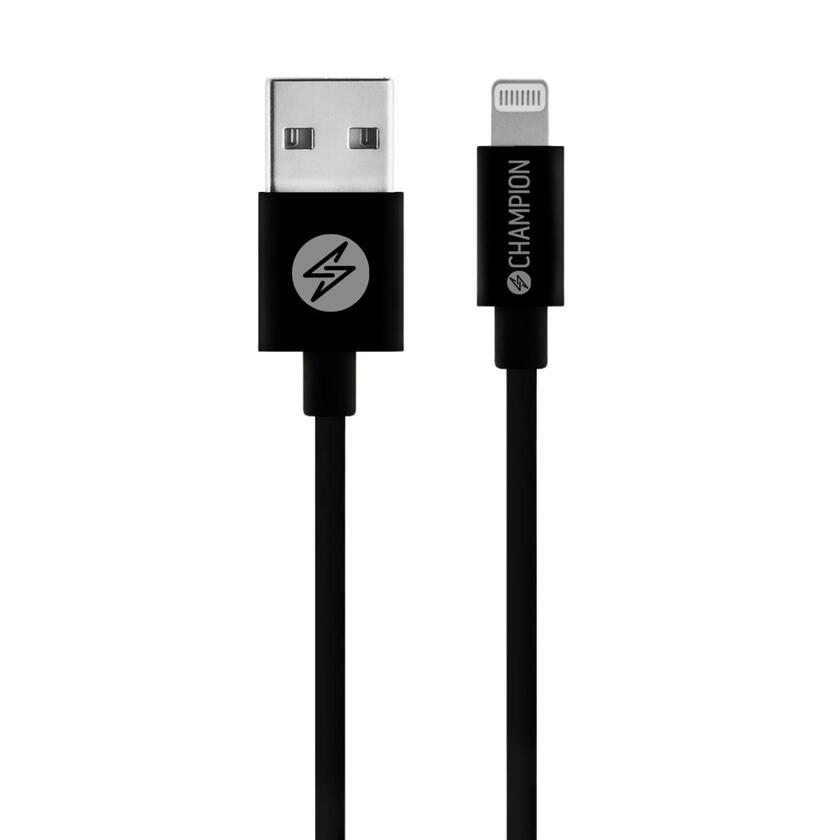 USB-A Lightning kabel 1m svart Champion