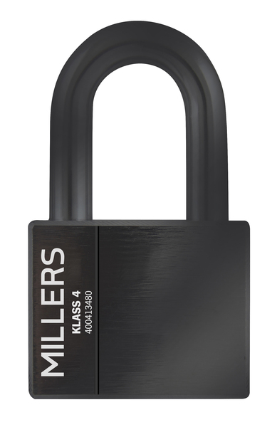 HÄNGLÅS MILLERS KLASS 4 SVART 72MM