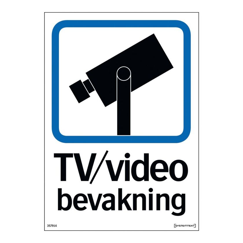 Skylt TV/Videobevakning 210x297mm plast