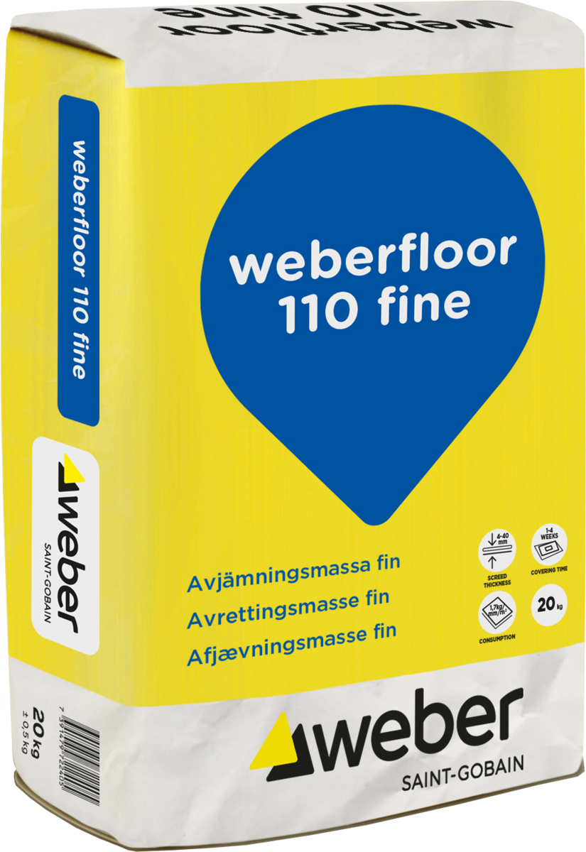 Avjämningsmassa FLOOR 110 FINE 20KG