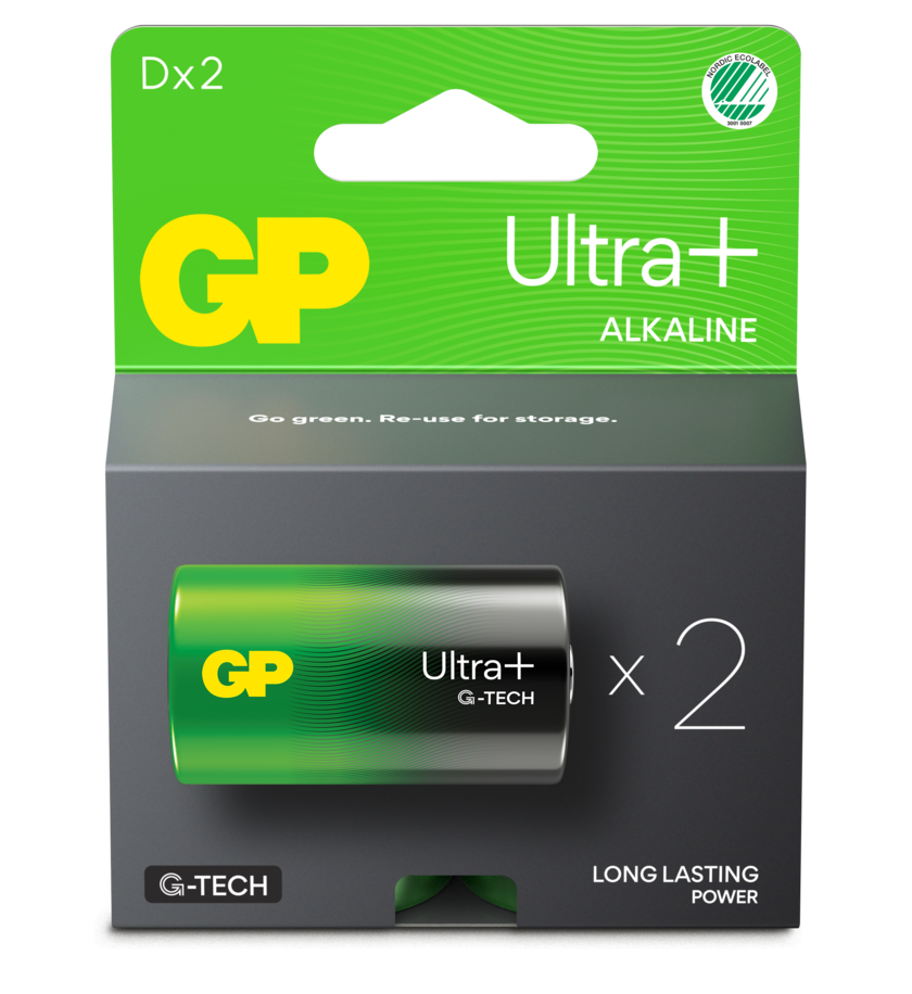 BATTERI ULTRA+ ALK D/LR20 13AUP-C2 GP 2-PACK