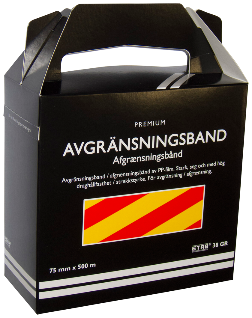 AVGRÄNSNINGSSBAND GUL/RÖD 75MMX500