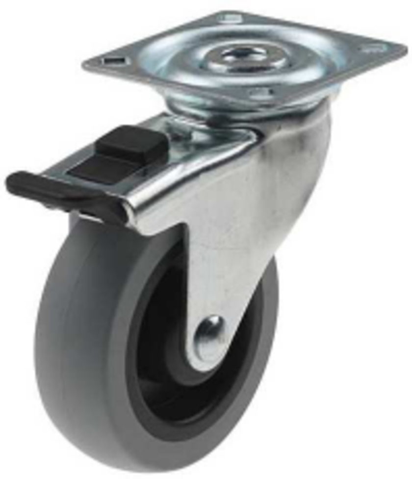 LÄNKHJUL MED BROMS GRÅ 75MM